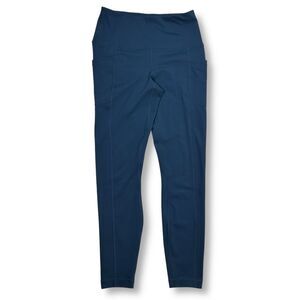 Yogalicious Athletic Leggings with Side Pockets Navy Blue Workout Pants Womens S